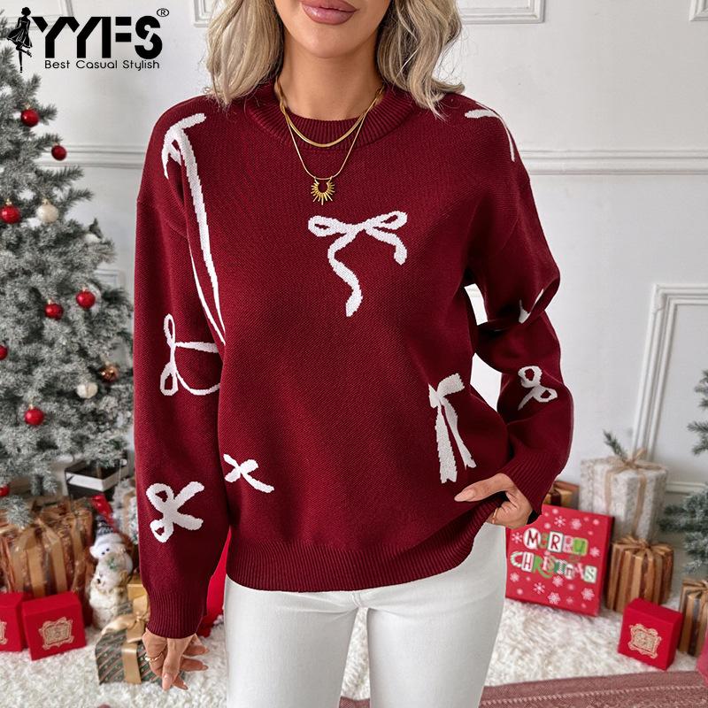 YYFS Women's Fashion Casual Fall Winter Long Sleeve O-Neck Sweaters
