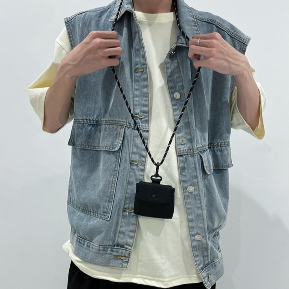 Square Headphone Storage Bag Mini Male Short Wallet Cute Small Card Holder  Storage Bag