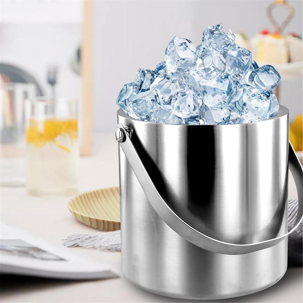 2025+ Ice Bucket with Lid Strainer Tong,2QT Double Walled Insulated Ice Bucket Container, for Chilling Beer Cocktail Parties