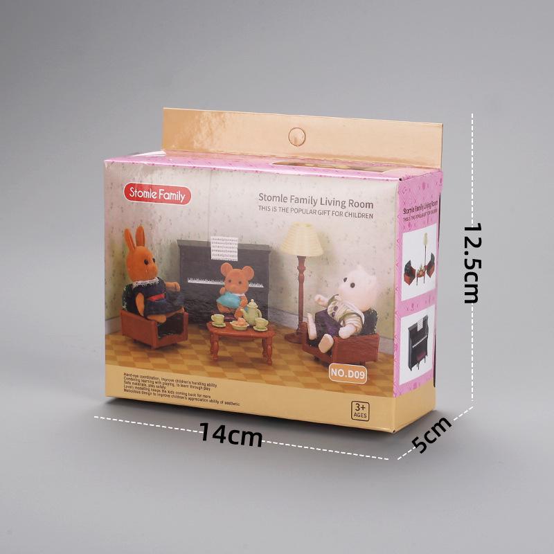 Dollhouse Miniature Piano Sofa Scene: Pretend Play Toy