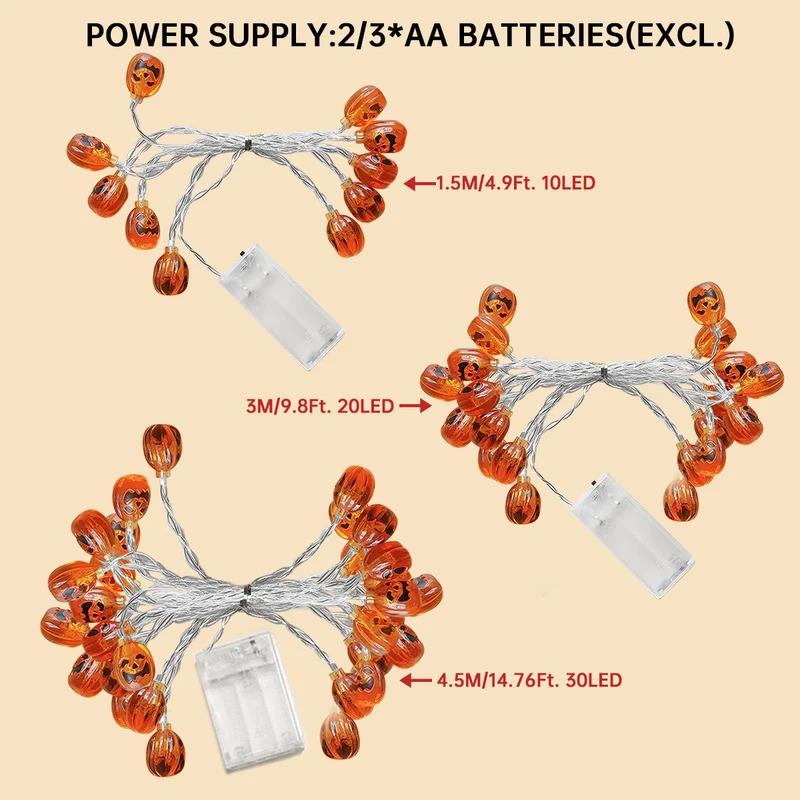 1PC LED Halloween Pumpkin String Lantern - Wall Hanging Decoration, Terror Atmosphere Decorative Lamp, Halloween Decoration