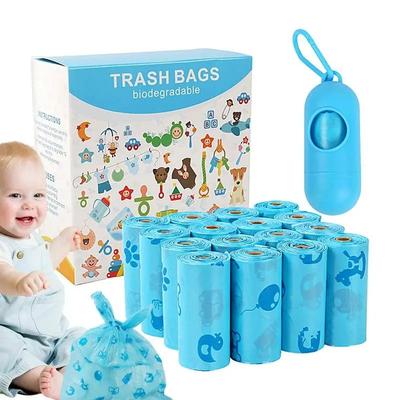 12/16 Rolls Diaper Waste Bags With Dispenser Tear-resistant Odor-proof Cleaning Sack Portable Toddler Supplies For Daycare Center