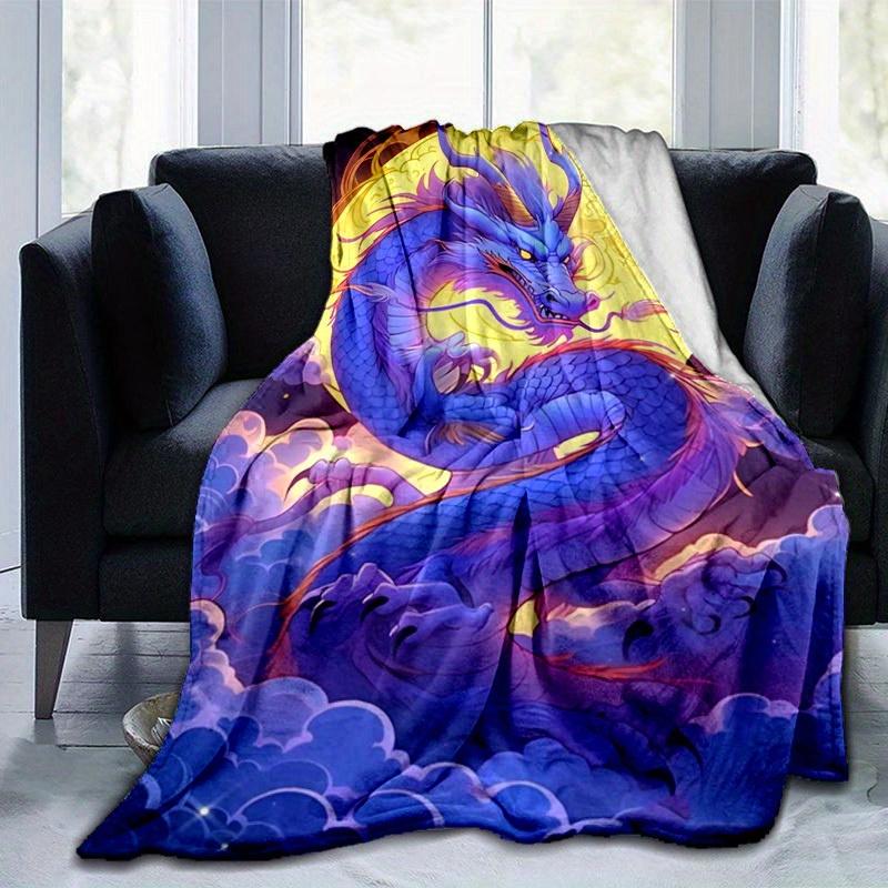 1pc. Fantasy Dragon Moon Clouds Blanket - Home Office Outdoor Gift 100x150cm