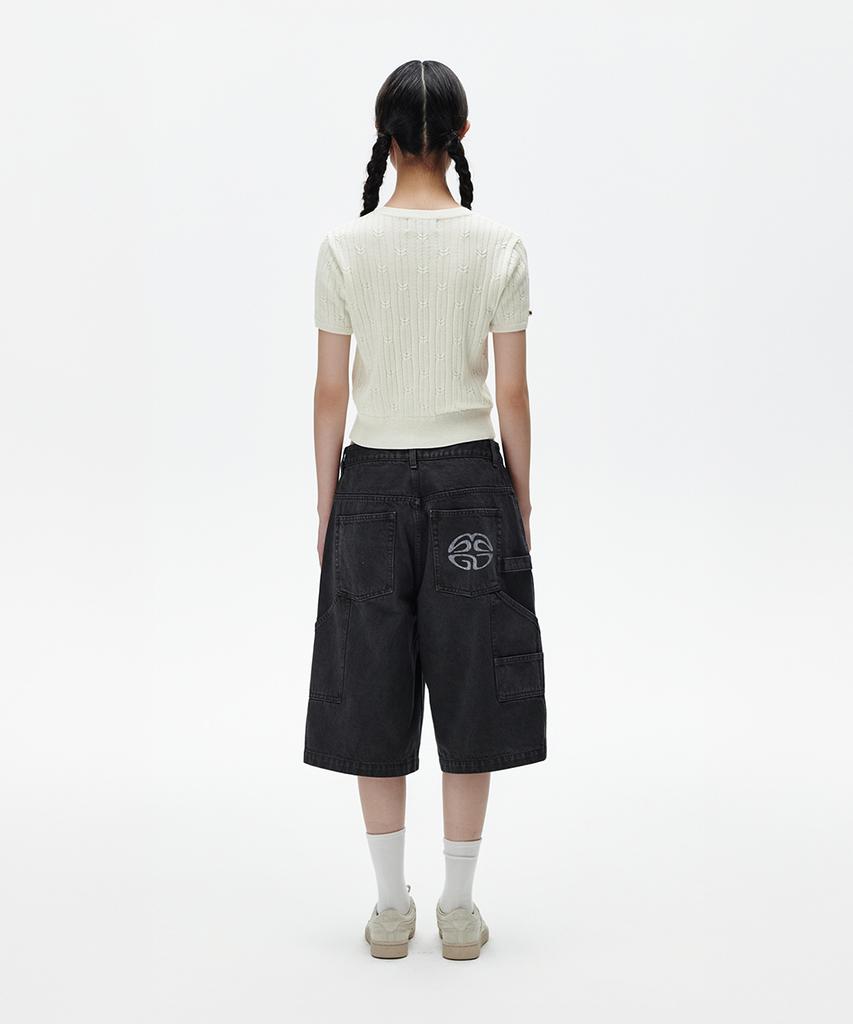 MAHAGRID Cable Half Sleeve Knit Ivory(Mg2Fmfk612A)