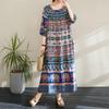 Short Sleeve Plus Size Cotton Vintage Floral New In Dresses for Women Casual Loose Long Summer Dress