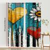 2PCS Blues Graffiti Heart Daisy Curtains   Cool City Art Style   Valentine's Day   Bedroom Living Room   Pull up Pocket Style