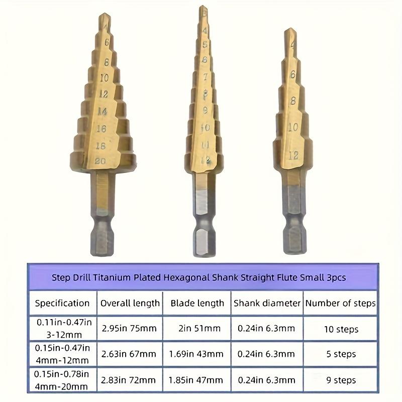 Heavy-Duty Multi-Function Step Drill Bit Suitable for Metal, Wood & Plastic - Titanium Chromium Cast Iron Drill Bits with One-Step Hole Expansion
