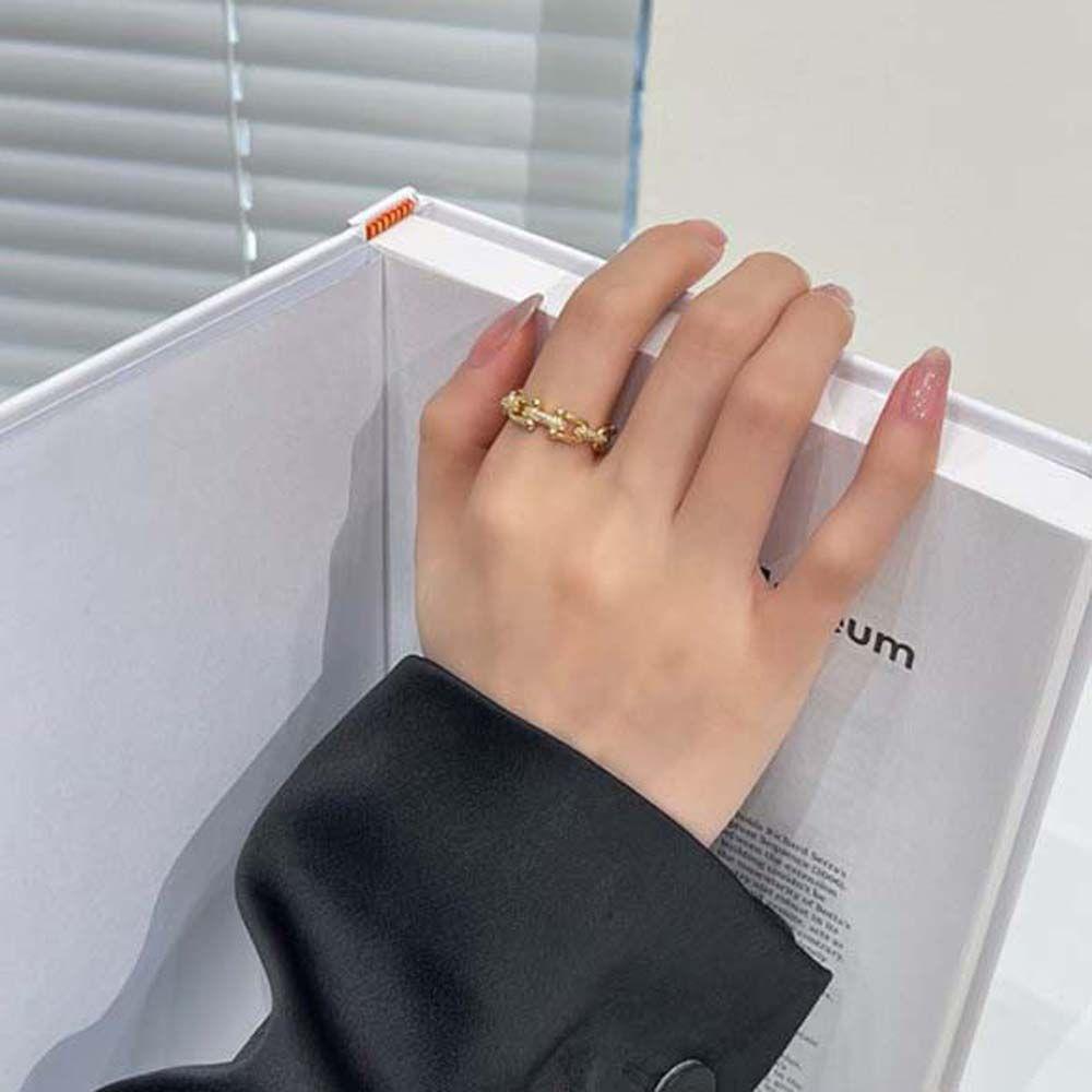 Rhinestone U Shaped Buckle Chains Twist Zircon Finger Rings Korean Style Open Rings Women Rings