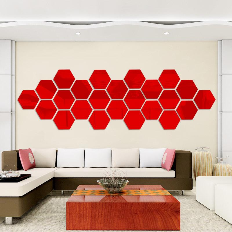 Factory Acrylic Mirror Three-dimensional Wall Sticker Living Room Entrance Aisle Staircase Personality Decorative Mirror Sticker Hexagon Frame Mirror