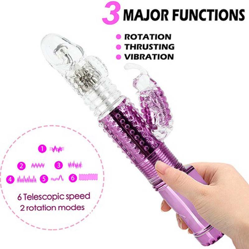 Rotating Vagina Vibrator Double-Ended Stimulator Thrusting G-Spot Massager Sex Toy for Women