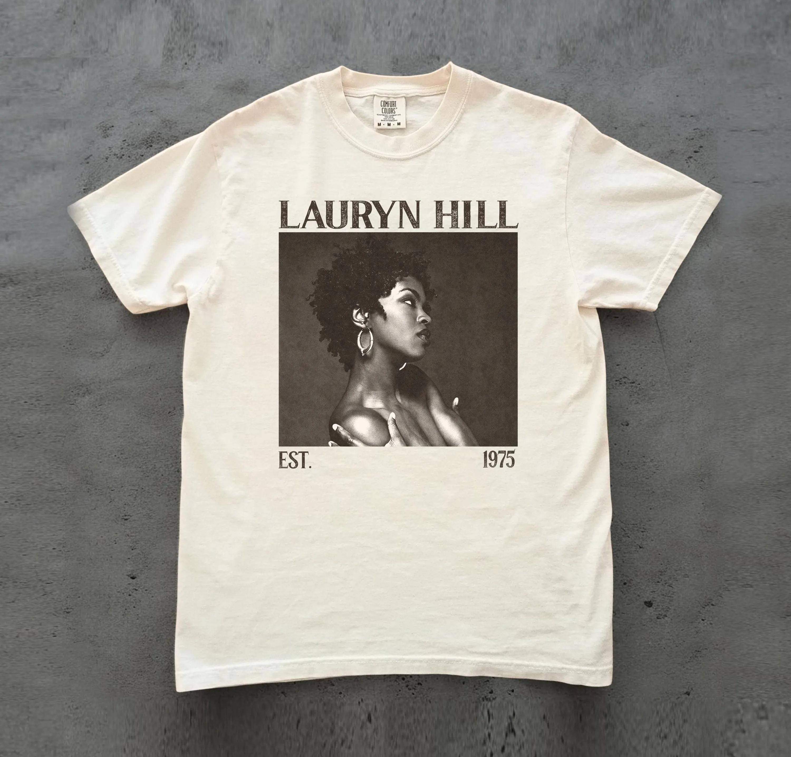 

Lauren Hill Album Music Tshirt Comfortable Neck Retro Style Printed Pattern Daily Casual Short Sleeved Shirt S