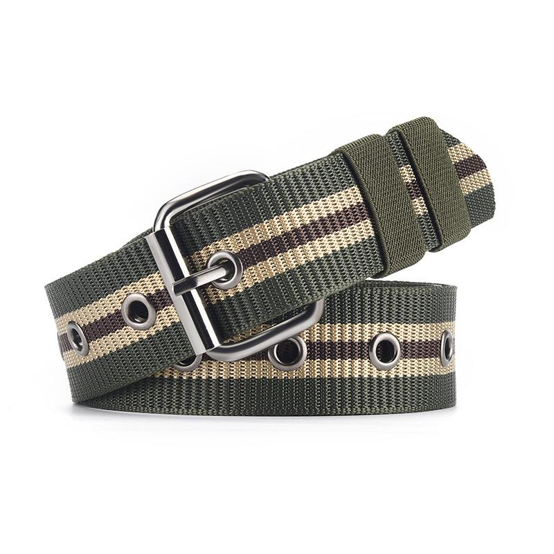 Canvas Belt Men'S Pin Buckle Imitation Nylon Knitted Student Green Unisex Belt Women