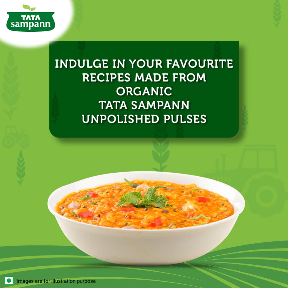TATA Sampann Organic Unpolished Moong Dal 1kg Pack, High Protein Fiber Rich Lentils For Healthy Daily Meals
