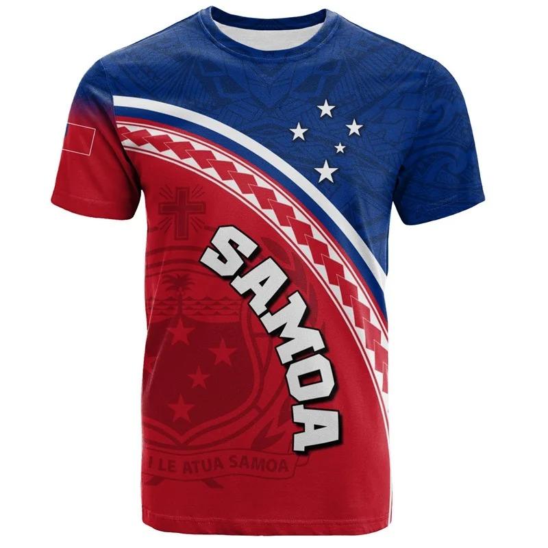 3D Printed Samoan Flag T-Shirt For Men New In Summer Short Sleeves Polynesian Tshirts Clothes Men's Oversized Tee Shirts