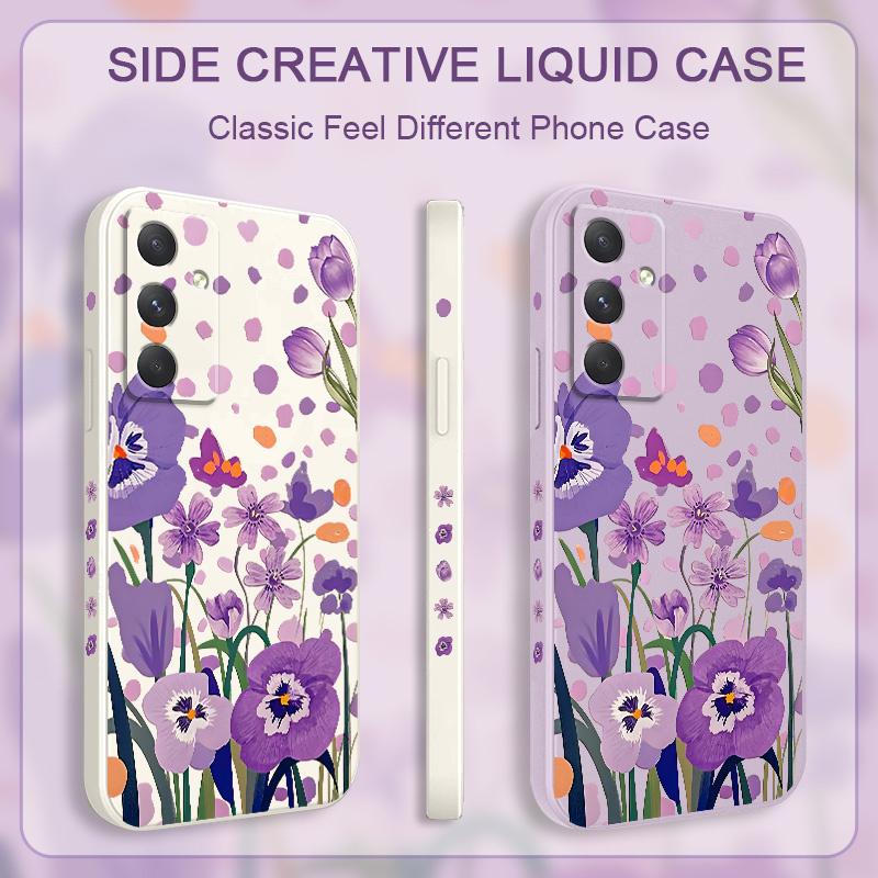 Purple Charm Tulip Phone Case For Samsung Galaxy A37 A57 Liquid Silicone Cover