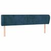 Tête de lit - Avec oreilles (classique) - Velours bleu foncé - Pieds bois massif - 203 x 23 x 78/88 cm
