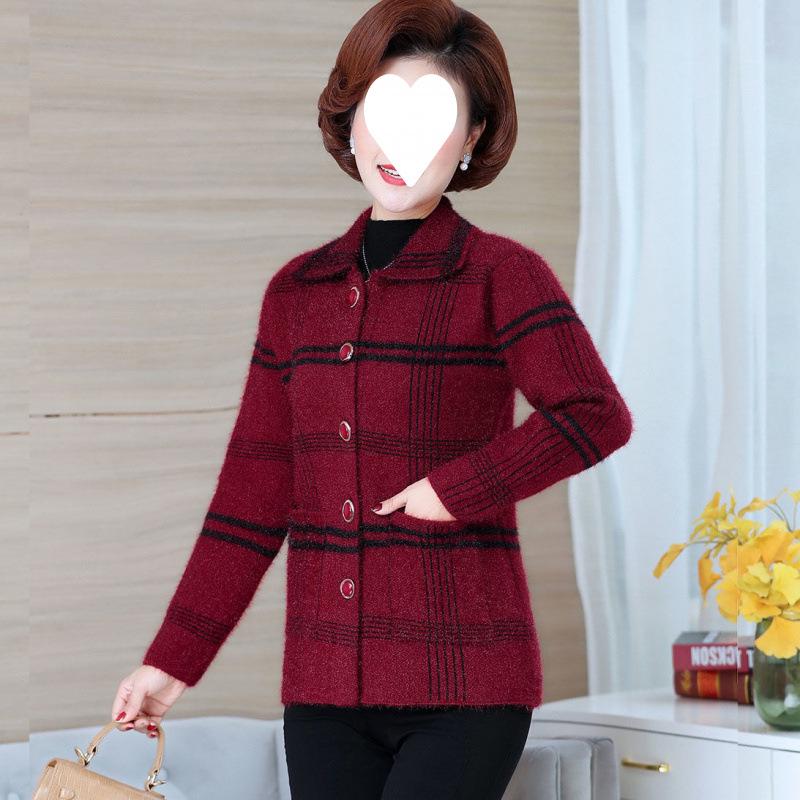 

Женский кардиган из искусственного норкового бархата - Осень/Зима, Утепленный для среднего и пожилого возраста XL Suggest 90-115 jin