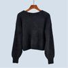 round Neck Loose Short Long Sleeve Idle Style Imitated Mink Fluff Knitting Sweater Pullover Autumn Women Top