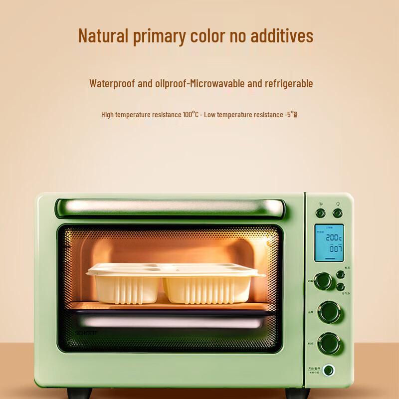 Pabei Food-Grade Biodegradable 5-Compartment Meal Prep Containers, 1500ml (200 Sets)