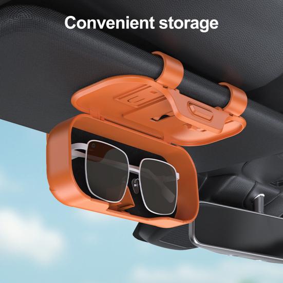 Car Visor Clip-On Storage Eyewear Case with Box Sun Visor Push-Open Cover Dustproof