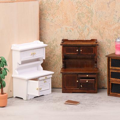 Mini Dollhouse Furniture Set, 1/12 Sideboard Bookcase Model for Home Kitchen Décor Scene