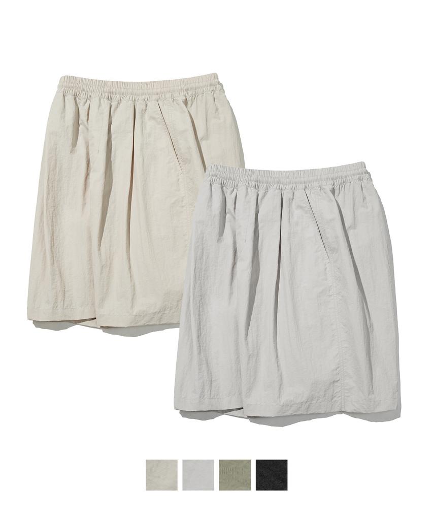 KIIMUIR Nylon Deep One-Pleat Bermuda Elastic Pants_4 Color