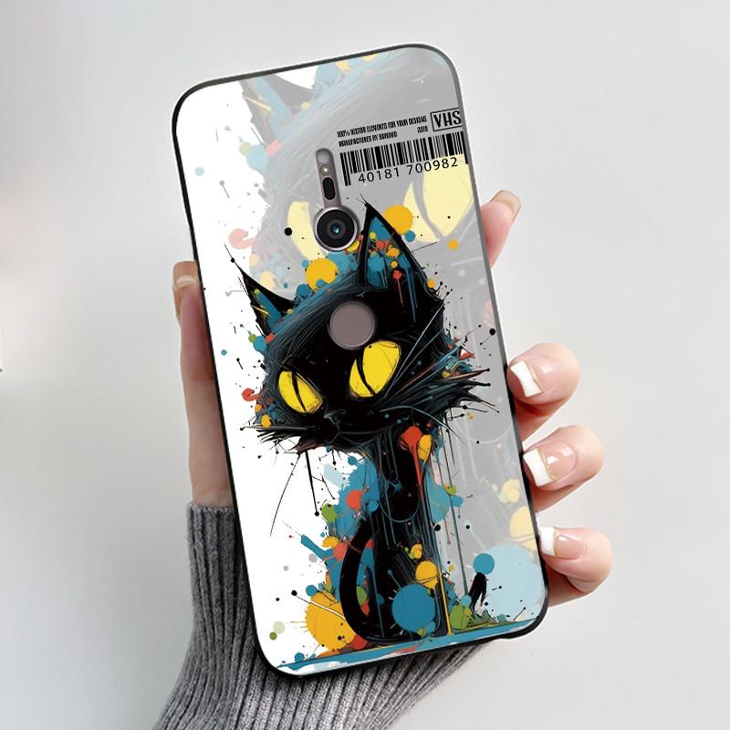 Casing For Sony Xperia XZ2 H8216 H8296 XZ3 H9436 H9493 Case Aesthetic Fashion Cute Cat Shockproof Black Silicone Soft TPU Cover