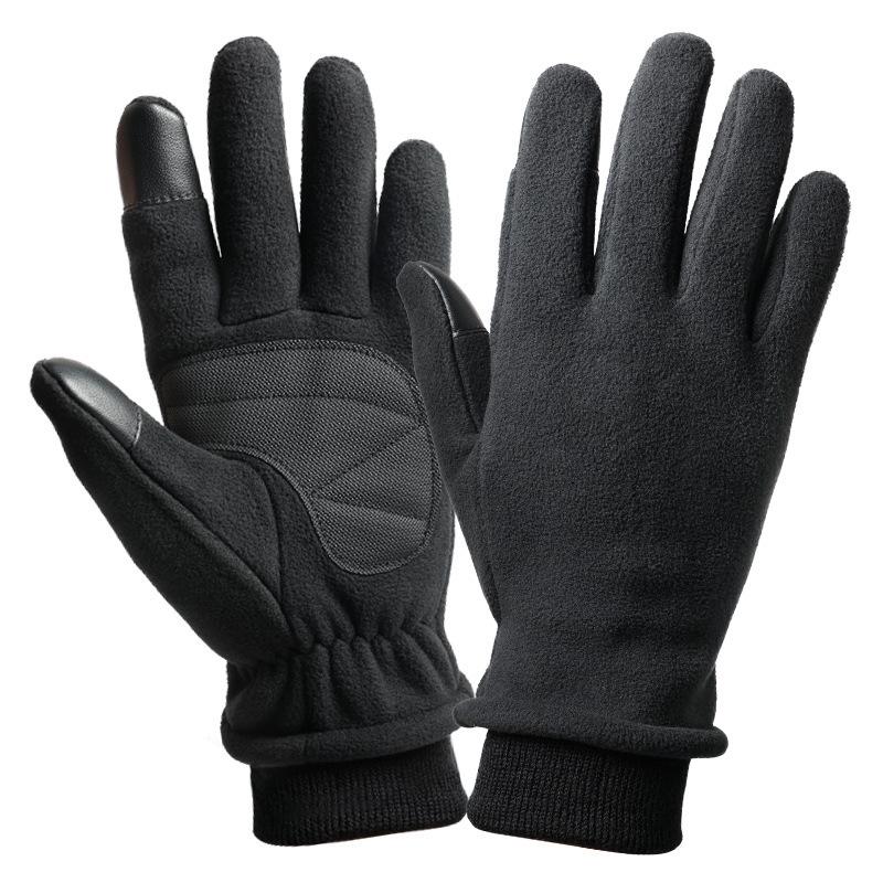 Winter Warm Gloves Fleece Double Thickened Coldproof Gloves Student Riding Electric Bike Bike Fleece Gloves