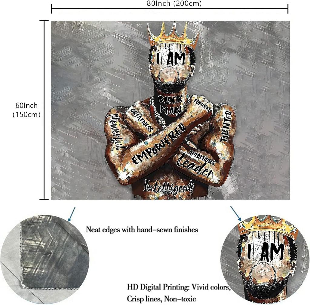 Schwarzer König Wandteppich Afroamerikanischer König Afro Mann Hippie Kunst Wandbehang Afroamerikanischer Mann Krone Wandteppich Studentenwohnheim