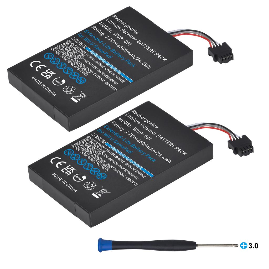 6600mAh Wii U Gamepad Battery Replacement Rechargeable Battery Pack for Nintendo Wii U Controller WUP-010 WUP-012