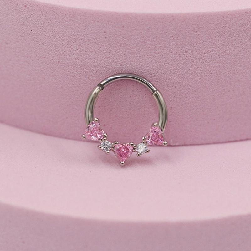 Crystal Nose Piercing Silver Color Septum Ring Stainless Steel Accessory for Ear Helix Cartilage Body Accessories