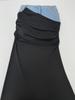 Modern Deconstructed High-Waist Black Pleated Denim Skirt with Spliced Design for Women