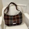 New plaid dumpling bag large capacity student woolen casual shoulder bag women's style retro messenger bag