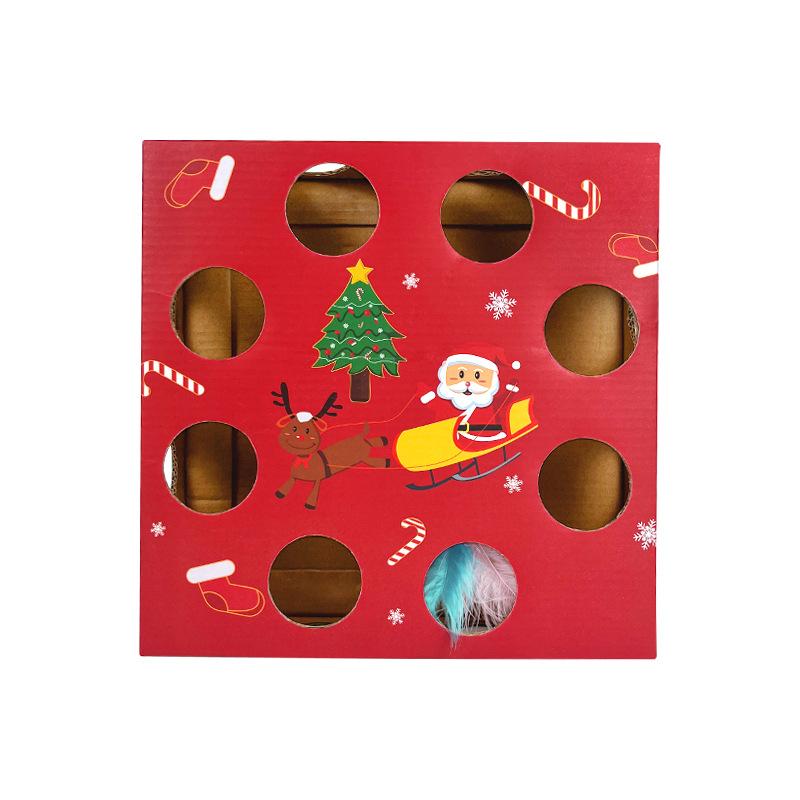 Weihnachten Elektrisches Haustier Wackelpudding Katze Kiste Zur Unterhaltung der Katze Drehteller Wellpappe Kiste Zur Unterhaltung der Katze und Linderung von Langeweile Interaktives Spielzeug 25 * 25 * 6.5cm brown