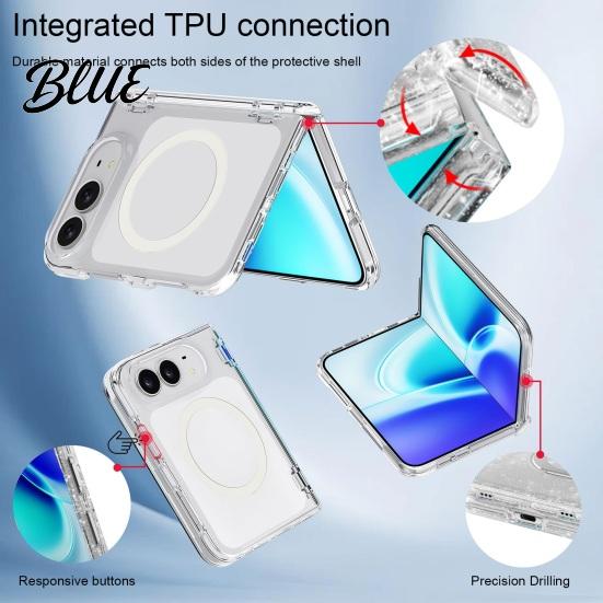 Easy Press Button Phone Case Magnetic Slim Protective for IPhoneDuo 2026, Clear Anti-yellowing Acrylic Cover Durable Accessory with Non-slip