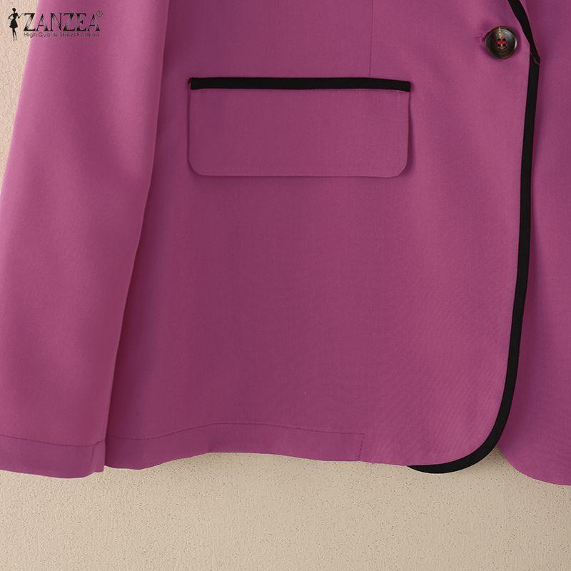 ZANZEA Women Casual Turn Down Collar Long Sleeve Thin Cardigan Blouse