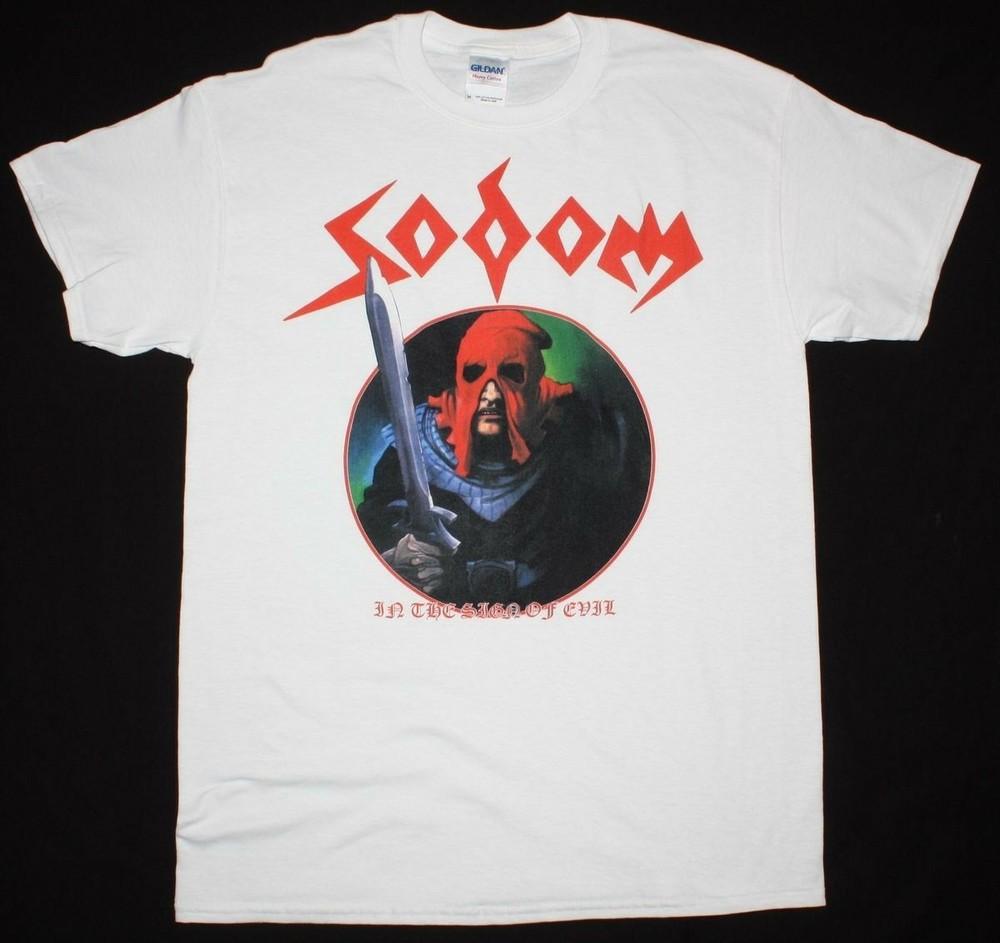 SODOM IN THE SIGN OF EVIL THRASH KREATOR VENOM HELLHAMMER НОВЫЙ БЕЛЫЙ S Унисекс Футболка XXL