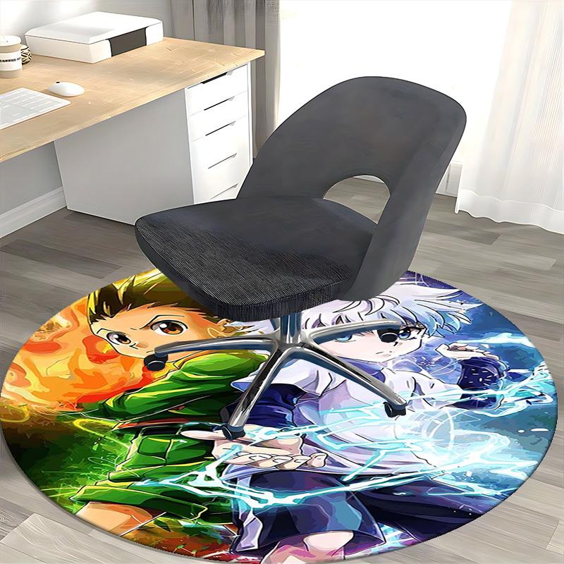 1pc Anime Cartoon Design Round Carpet  Office Chair Mat, NonSlip Rug for Home Decor, Living Room