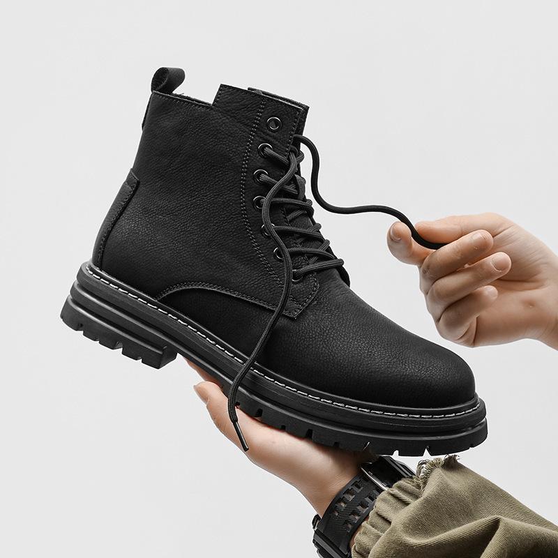 

Мужские ботинки Douyin Rhubarb Boots Мужские ботинки Tooling Boots Martin Boots Мужские модные ботинки Versatile 44 чёрный