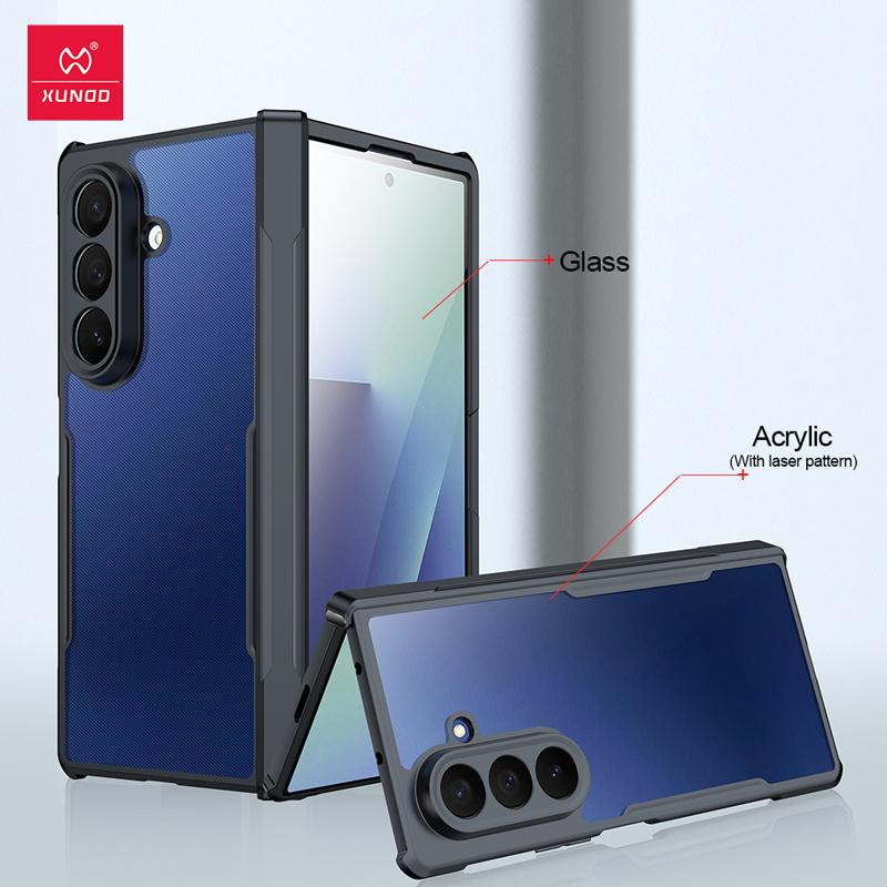 

For Samsung Galaxy Z Fold 7 Case Xundd Shockproof Airbags Laser PC + TPU + Tempered Glass Camera Protection Folding Bumper Cover Galaxy Z Fold7