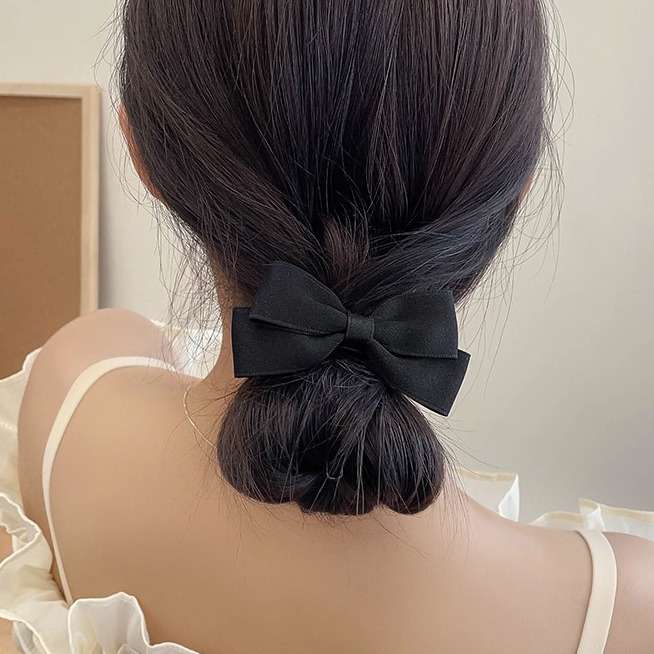 Novos elásticos de cabelo com laços coreanos, pretos e brancos, simples, laços de cabelo, mulheres, elegantes, grampos, acessórios para cabelo de meninas