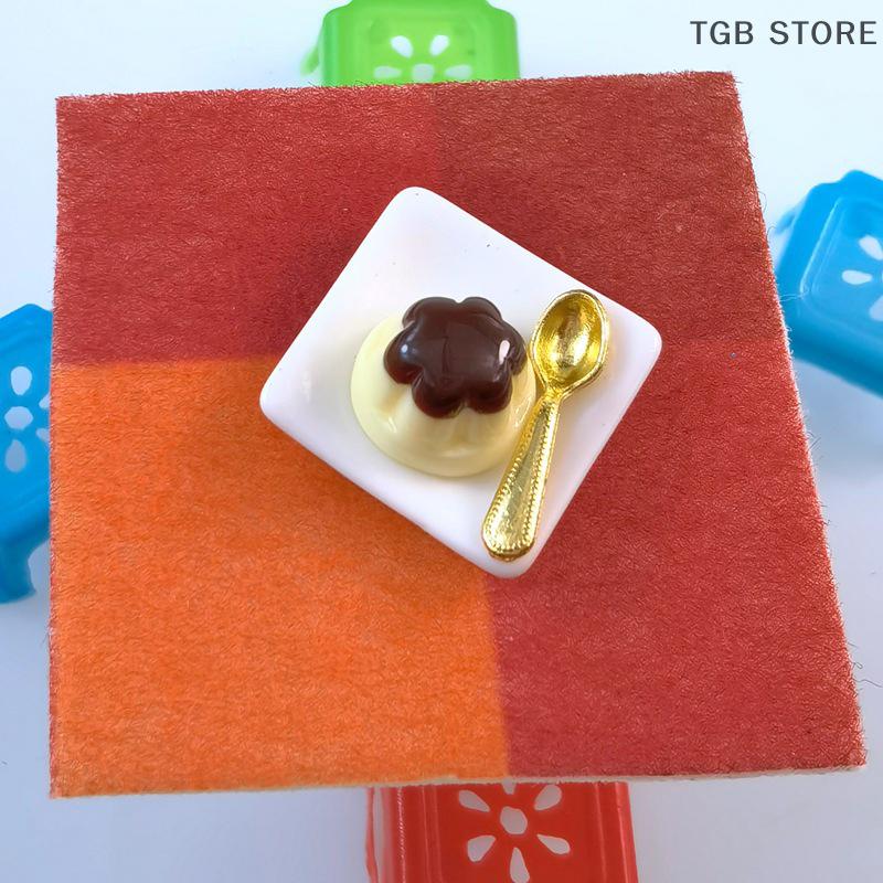 1 Set 1:12 Dollhouse Miniature Fruits Pudding Simulation Food With Spoon Model Toys For Mini Decoration Dollhouse Accessories