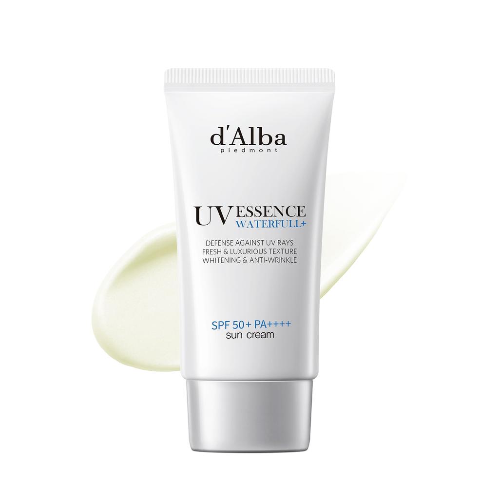 [d'Alba Official] Waterfull UV Essence Sun Cream (50ml) - Makeup Base, Sunscreen, and Serum. Sweat and Water Resistant, Waterproof, Easy To Wash, and