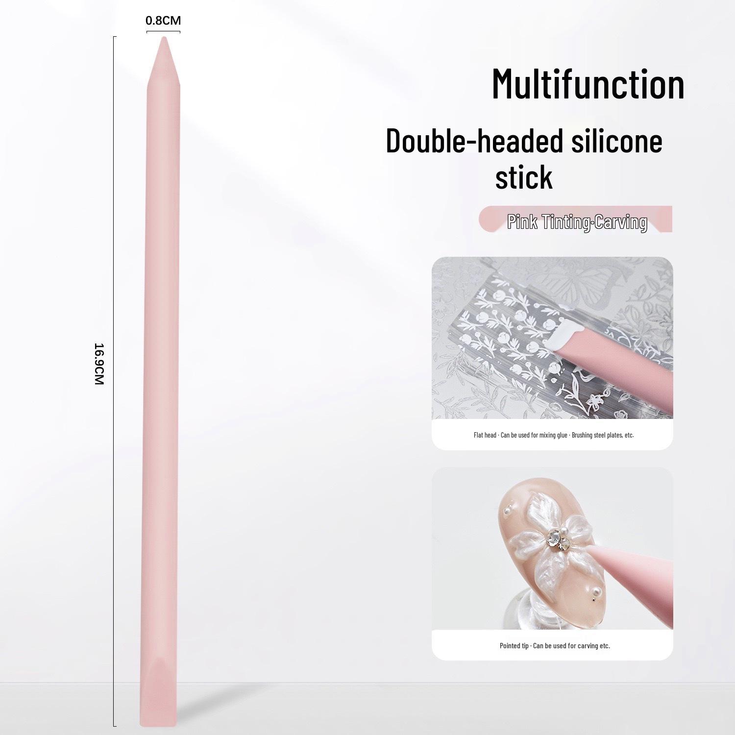 Nail Art Multi-Functional Silicone Stick: Double-Ended Gel Applicator, Adhesive Picker, Scraper, Mixer, and Carving Tool