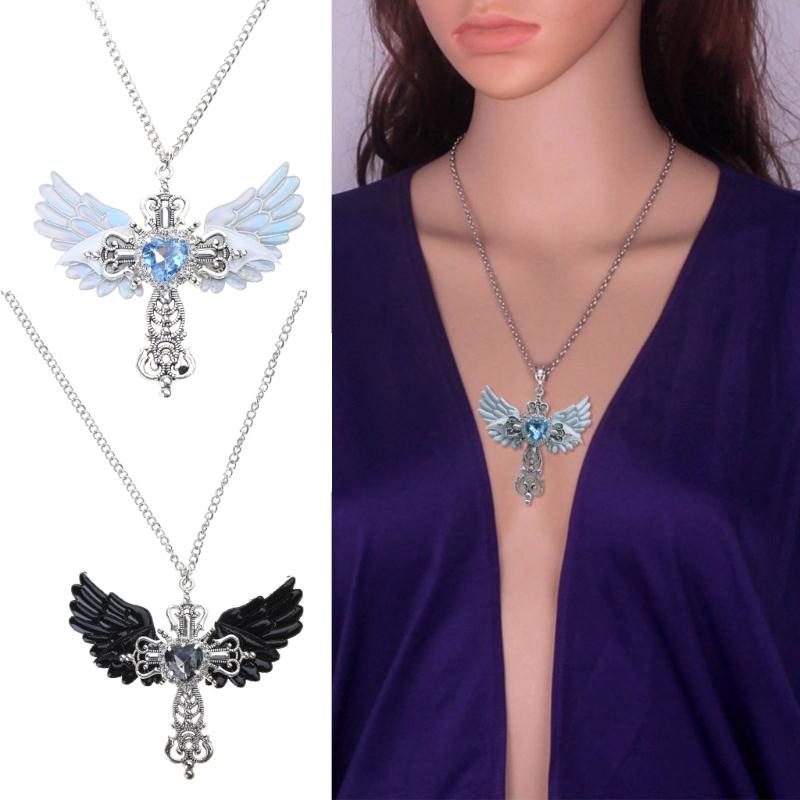Angel Crossed Necklace Women Sweater Chain Female Hip-hop Non-fading Jewelry