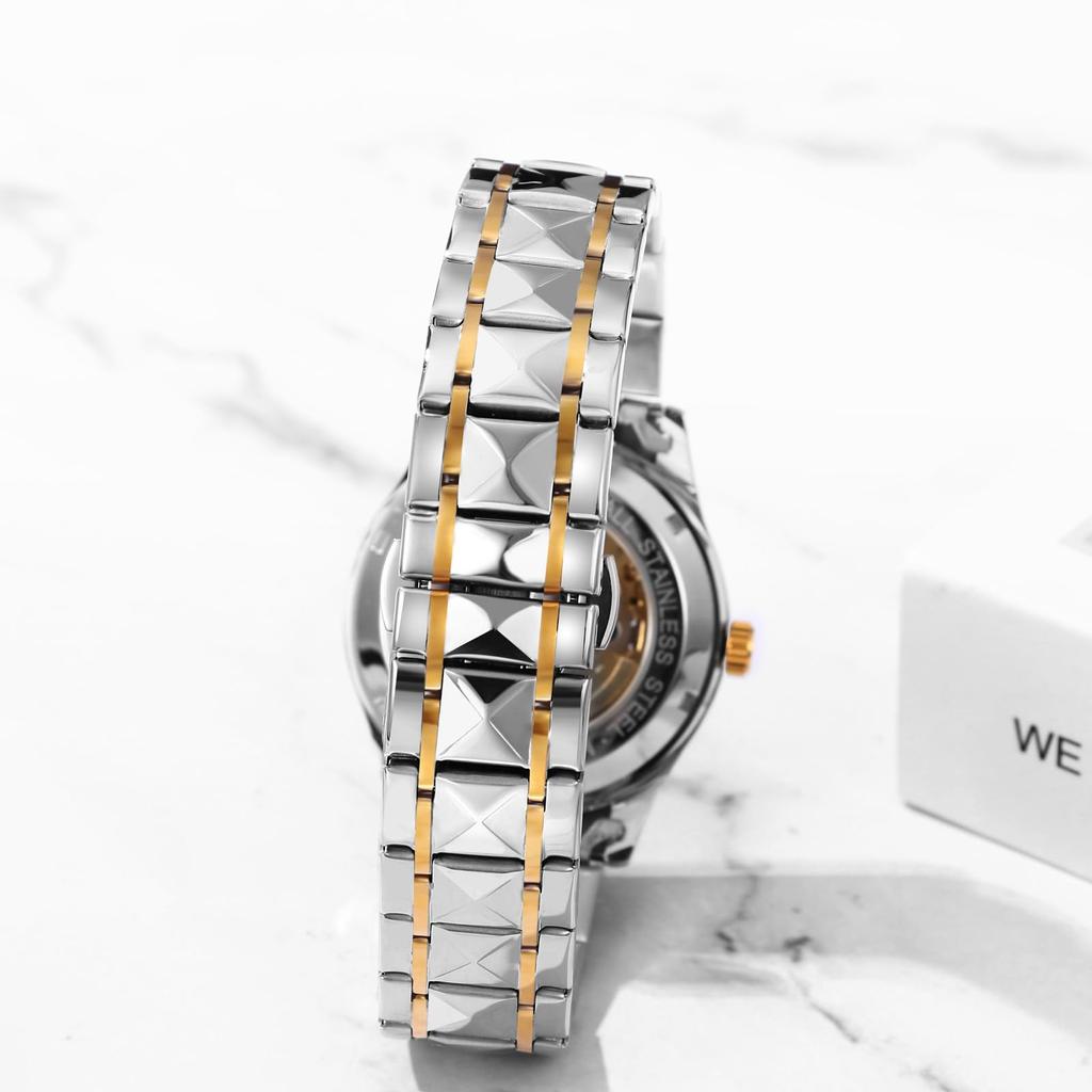 Montre squelette automatique, étanche jusqu'à 3 ATM, lumineuse, analogique, en acier inoxydable, simple, élégante, décontractée, pour affaires, accessoires de mode, anniversaire, Noël