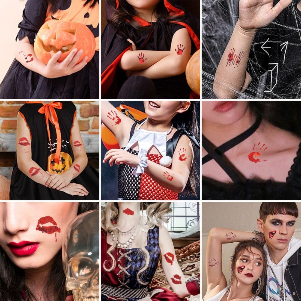 Halloween Tattoo Stickers Wound Scratches Stickers Scar Spider Design Bloody Wound Tattoos