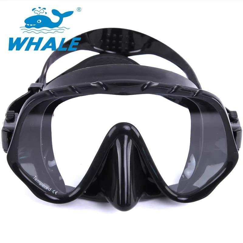 WHALE MK-1000 Professional Diving Mask - Frameless, Tempered Glass, Comfort Silicone Skirt . Women and Men one size чёрный