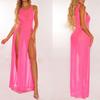 Swimsuit Cover Up Breathable See-through Mesh Solid Color Beach Cover Up for Swimming Pool