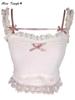 Ροζ Ιαπωνικό Kawaii Lolita Crop Top Γυναικείο Λευκό Κορεάτικο στυλ κολεγίου Γλυκό φανελάκι φιόγκο δαντέλα Γαλλία Princess Vset Γυναίκα 2023
